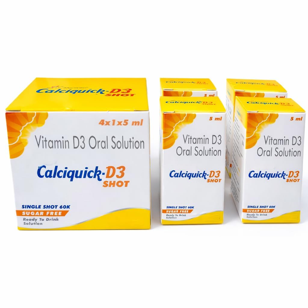 Calciquick-D3 SHOT - Vitamin D3 Oral Solution 60,000 IU (60K) | Ready to Drink Sugar-Free Shots for Bone Health & Immunity 4 liquid shot-image-32