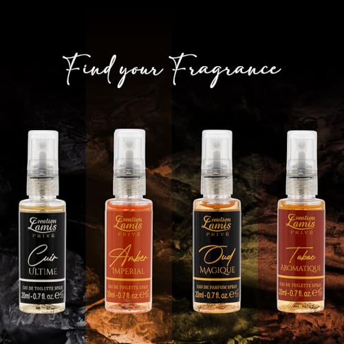 Image of Creation Lamis Prive Men Eau De Parfum Gift Set 4x20ml | Cuir Ultime, Tabac Aromatique, Amber Imperial, Oud Magique | Long-Lasting Amber, Citrus, Woody, and Leather Notes