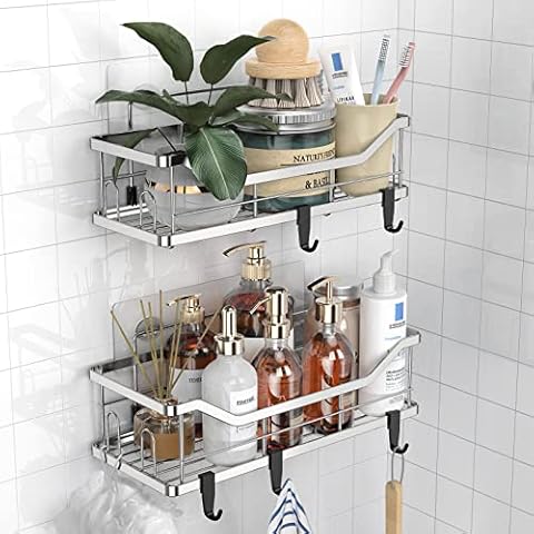 Rziawssa Estantería Ducha de Acero Inoxidable con 4+5 Ganchos Cover