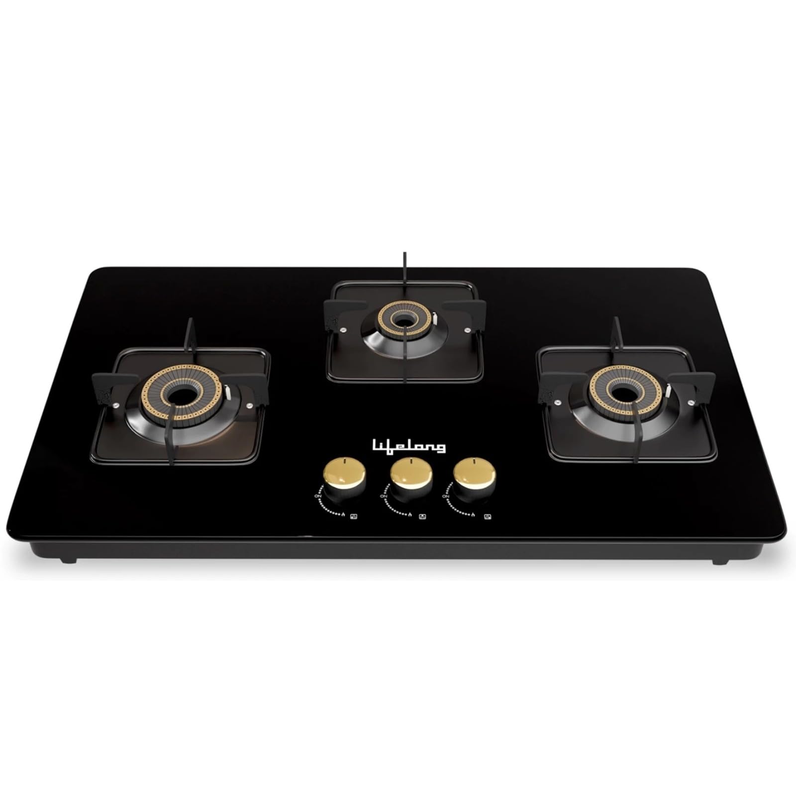 Lifelong 3 Burner Hob Top Battery Operated | Gas Stove with Automatic Ignition - Toughened Glass Top Gas Stoves for Kitchen | Italian Gas Valve | Ideal Gas Stove for Modular Kitchen (LLHT005)-image-0