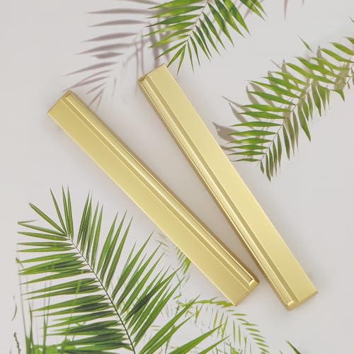 Pexintek Pack of 6 Cabinet Handles Gold Modern Furniture Handles 5 Inchs(128 mm) Hole Spacing Wardrobes Door Handles Drawer Knobs Vintage Handles for Kitchen Cupboards Dresser Cabinet (Golden) - Image 3