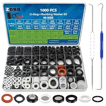 ZDBB 1000 Pcs 18 Size O Ring and Rubber Washer Assortment Kit