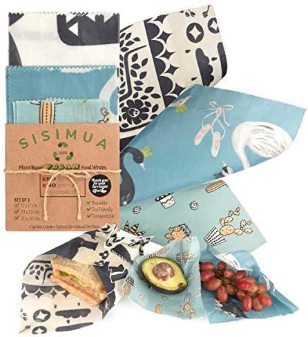 Reusable Plastic wrap Alternative -100% Plant Based. 3 VEGAN Reusable wax food wrap. Great in the Fridge & Easy to clean