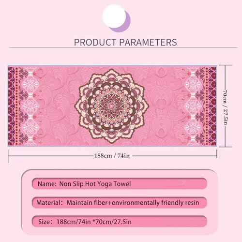 Misforu Non Slip Hot Yoga Towel with Non-Slip Grip Dot for Hot Yoga, Pilates Fitness,Sweat,Bikram,Workout + Free Spray Bottle,Portable Mesh Bag Yoga Towel (Pink)