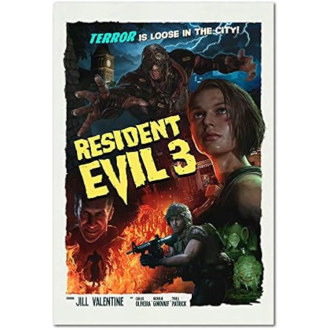Resident Evil 3 Remake Poster | Movie Retro Style Art | High Quality Prints (16x24) Cover