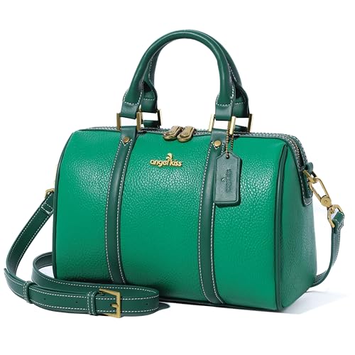 Angel Kiss Women Satchel Purses and Handbags Vegan Leather Boston Barrel Bag Top Handle Shoulder Purse with Crossbody Strap - Main Image