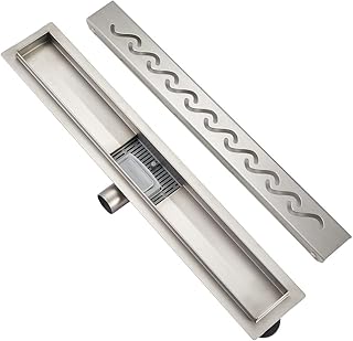 Duschrinne Edelstahl Länge 70cm ， S type Ablaufrinne für Badezimmer，Duschablauf Siphon mit Geruchsstop und Haarsieb，Ablaufrinne extra flach，Schnelle Drainage