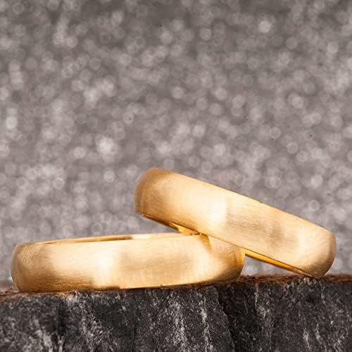 4 mm Ehering-Set, 14 Karat vergoldet, passendes Ehering-Set für Paare, personalisiertes Ehering-Set aus Silber für Mann und Frau