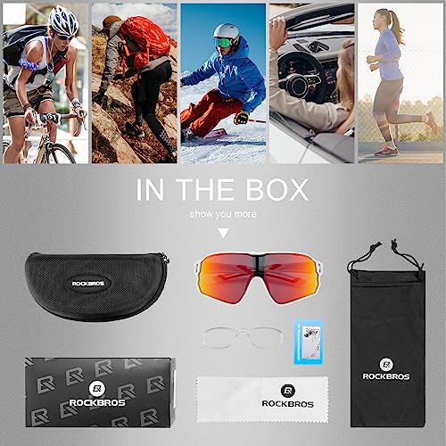 Foto von ROCKBROS Fahrradbrille Polarisierte Sonnenbrille Sportbrille Radbrille Herren Damen mit UV400-Schutz TR90-Rahmen für Outdoor-Sport Radfahren Laufen Weiß Rot