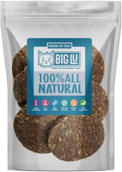 Big Lu - Green Tripe Burger Dog Treats, All-Natural Grass-Fed Beef with Probiotics and Digestive Enzymes, Grain-Free, 4-Inch Patties (10…