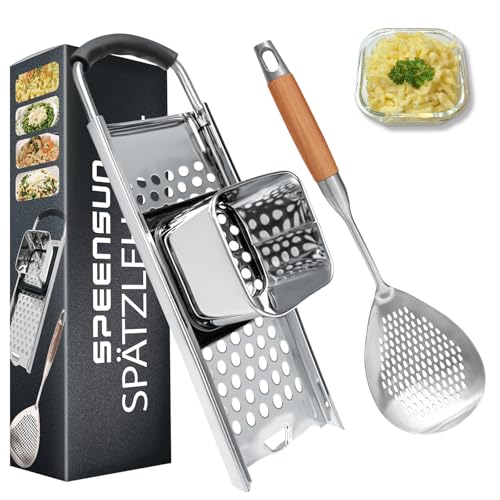 Spaetzle Maker, Premium Grade Stainless Steel Spaetzle Press and Spider Strainer, Efficient Homemade
