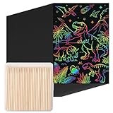 ZJO 120Pcs Scratch Art Paper Set, 60 Magic Black Rainbow Sheets and 60 Wooden Styluses, Bulk Craft Kits for Classroom Party Favors, DIY Christmas Birthday Gifts for Women Men