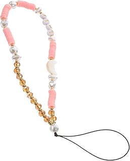 CHILDWEET Correias de telefone celular cordão rosa cordão branco para telefone celular alça de telefone com contas de telefone charme acessórios para telefone charme charme pingente de acrílico rosa