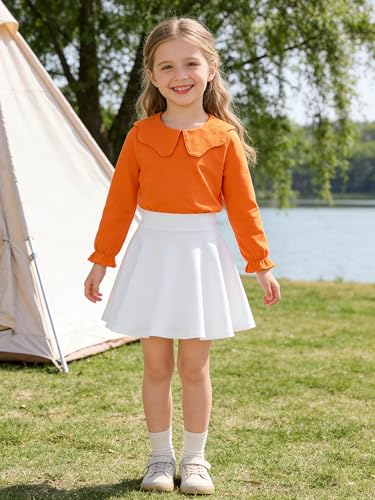 Image of 12M-14Y Toddler Baby Girls Peter Pan Collar Blouse Kids Girl Solid Color Puff Sleeve T-Shirts Casual Tee Tops