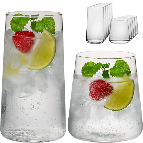 IMPERIAL glass Trinkgläser aus Glas Set 450ml & 550ml 12 Teilig Wassergläser Saftgläser Longdrinkgläser Cocktailgläser