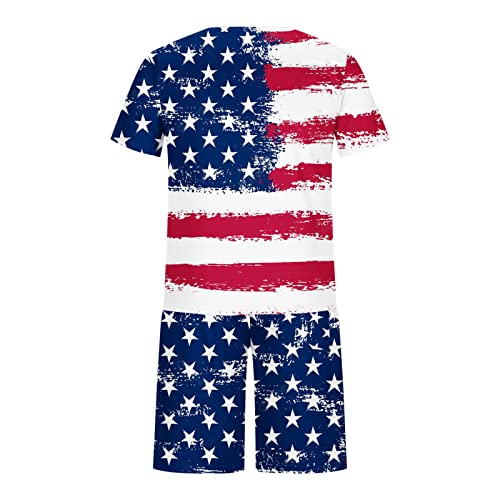 Kinrui Mens 4Th Of July Short Sleeve Shirts Set American Flag Independence Day Tracksuits Polyester T Shirts Outfits #TOP4