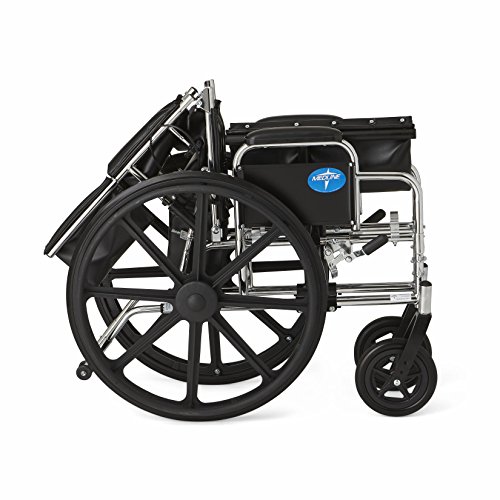 Medline Reclining Wheelchair, 16" Wide Seat, Desk Length Arms, Elevating Legrests, Chrome Frame - Thumbnail 5