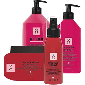 Expert Long Hair Renove Care Set - Shampoo 500ml Hair Mask 500ml B-tox 500ml and Leave-In with Castor Oil Provitamin B5 and Amino Acids - 4-Piece Set