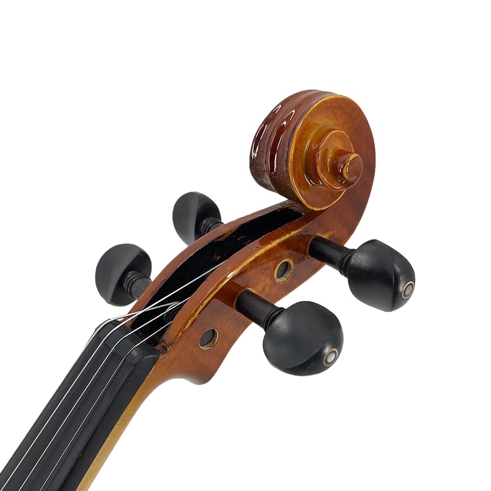 Juego de violín acústico 4/4 para principiantes, juego de violín de madera contrachapada de tamaño completo, color marrón mate con funda rígida y lazo esencial para principiantes (brillante)
