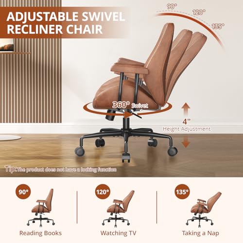 Image of Ergonomic Office Chair 330LBS, Reclining Swivel Mid Back Desk Chair with Adjustable Height, Thickened Cushions, Comfy Executive Armchair for Home Office