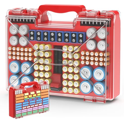 Battery Organizer, Clear Battery Storage Organizer with Tester, 185+ Batteries