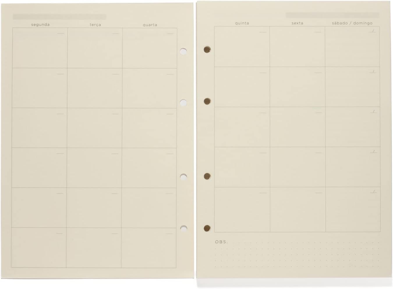 Refil Criativo Argolado, Bege, Semanal, 88 fls, Papel Pólen 80g/m², Tamanho Grande (17x24) Refil Criativo Argolado, Bege, Semanal, 88 fls, Papel Pólen 80g/m², Tamanho Grande (17x24)
