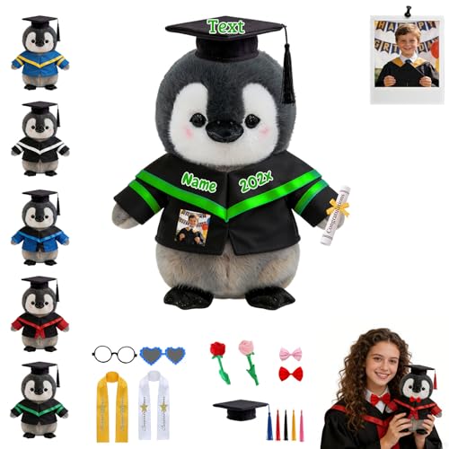 FAHOXUMR Custom Graduation Plush 2026 with Photo and Name, Penguin Graduation Stuffed Animal Gift...