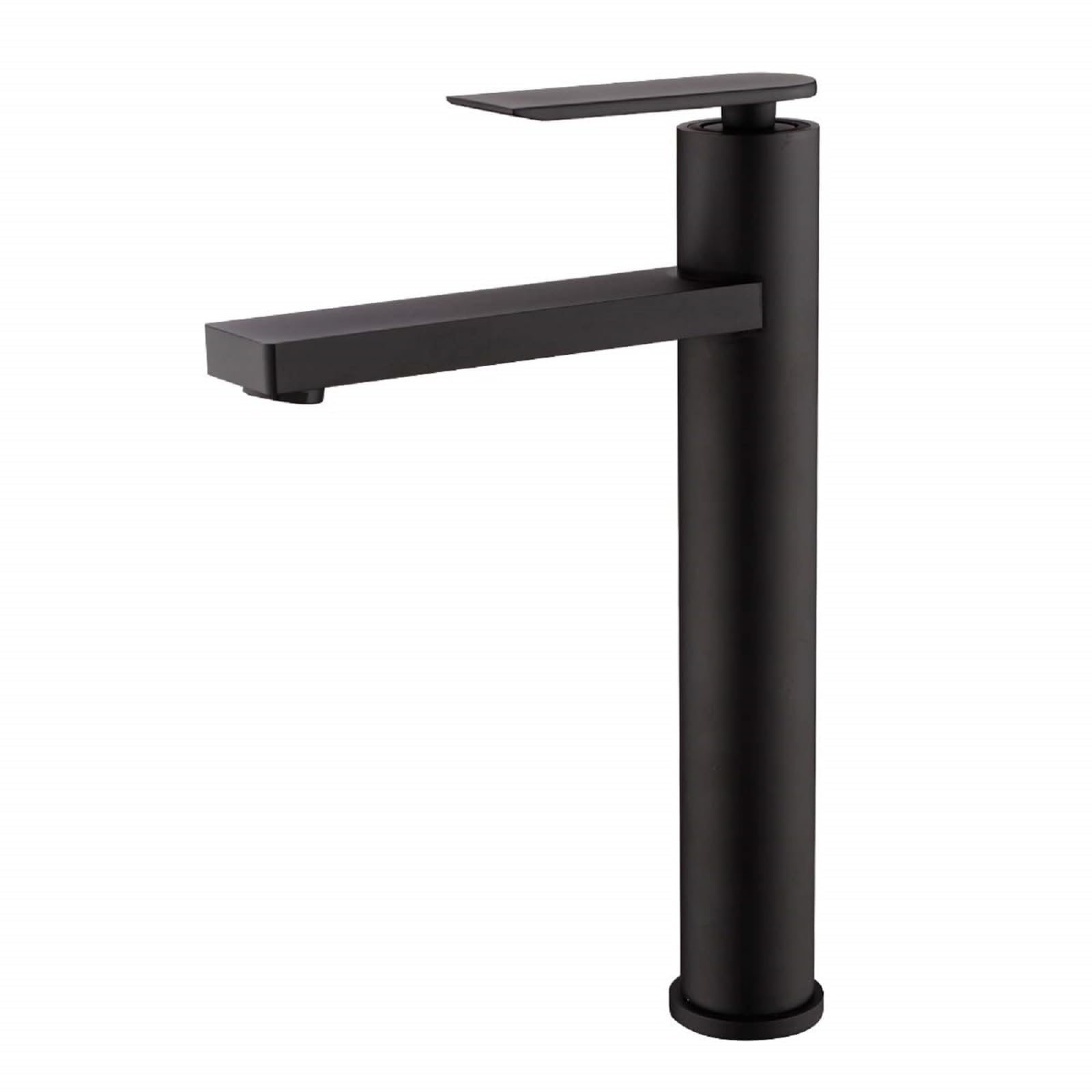 YJROOMS Brass Bathroom Basin Sink Mixer Tap Single Lever Hot and Cold Mixing Lavatory Tall Basin Taps, Matte Black