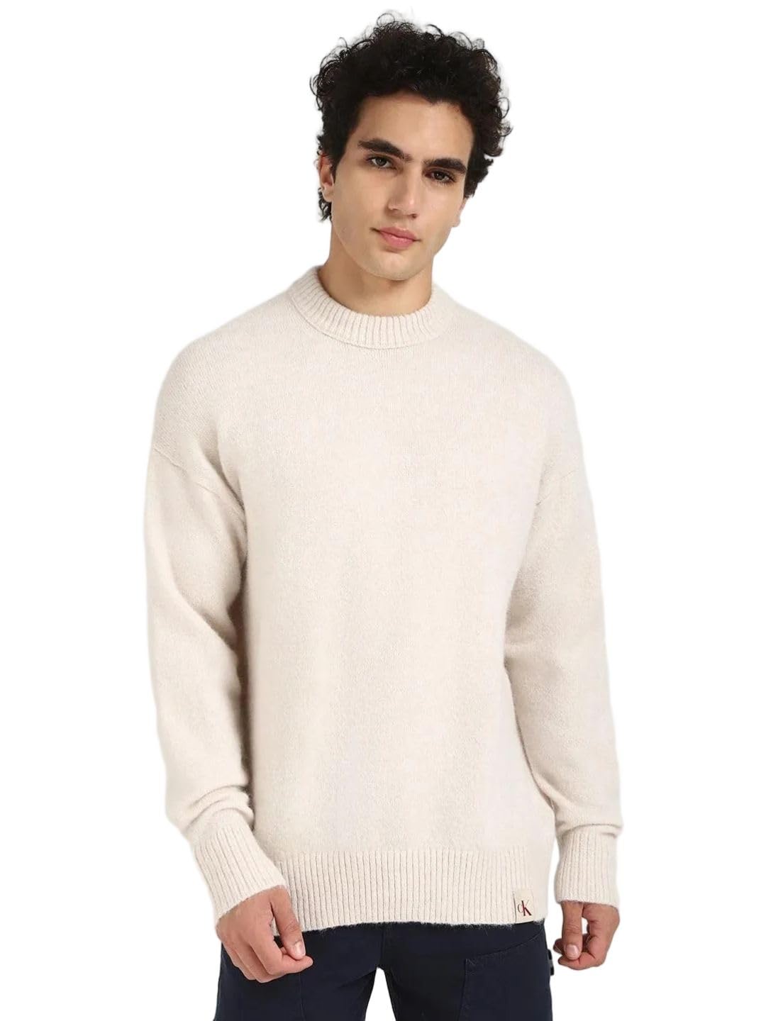 calvin klein jeans Solid Relaxed Fit Polyester Sweater-picture-29