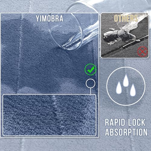 Image of Yimobra U-Shaped Toilet Bath Mat Set 2 Piece - Soft Absorbent Quick Dry Memory Foam Bathroom Rugs, Machine Washable Non Slip Floor Carpet for Tub Shower & Single Sink (17x24 & 24x20, Denim Blue)