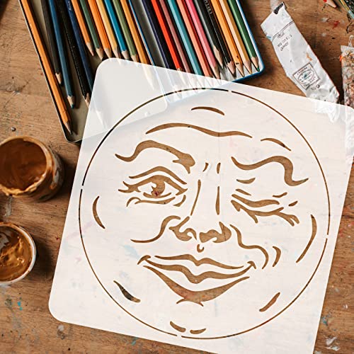 FINGERINSPIRE 3PCS Moon Face Painting Stencils 30x30cm Plastic Hollow Out Full Moon Stencil Wacky Faces Craft Stencils Reusable Wall Stencil for DIY Projects Wood Signs - Image 3