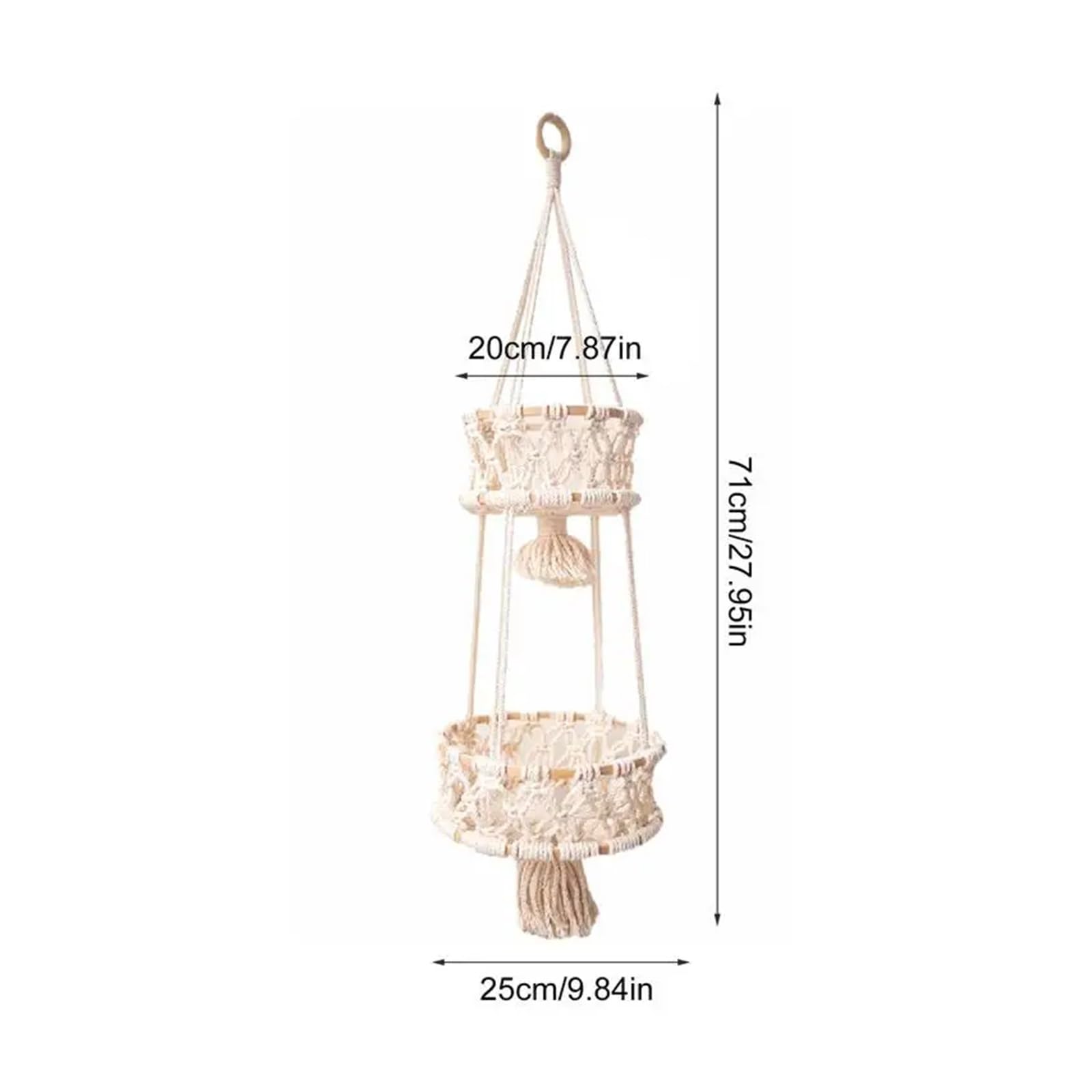 Appendini per Piante Macramè Appeso in macramè intrecciato a mano for piante, vaso da fiori, fioriera, decorazione parete, cortile, giardino, sospesa(Single layer)