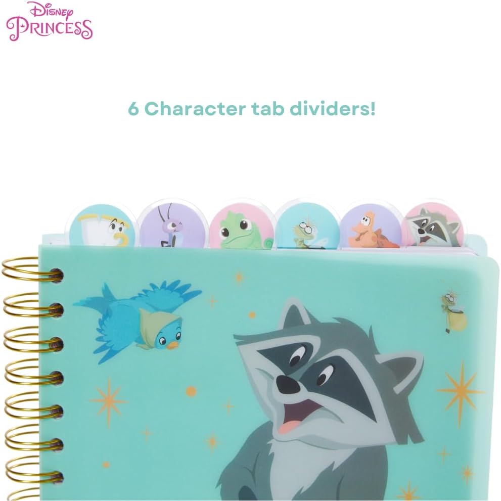 Disney Princess Journal Notebook, Spiral Bound, 144 Lined Pages, 8 x 7 inches, Light Green, Disney Princess Movie Characters