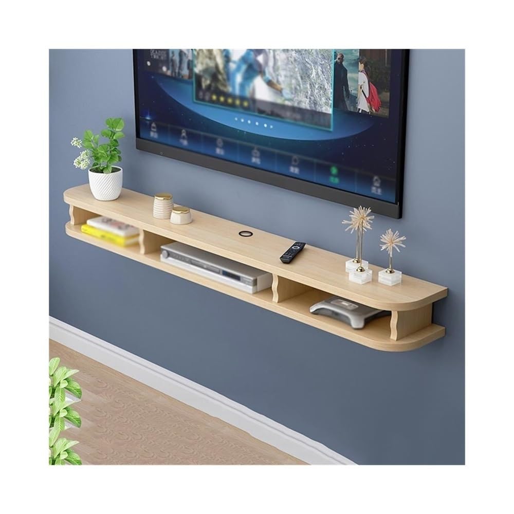 DFGHNBVC Console Multimedia Storage Rack, Living Room Floating Tv Stand,Floating Shelves Storage Cabinet Entertainment,Natural