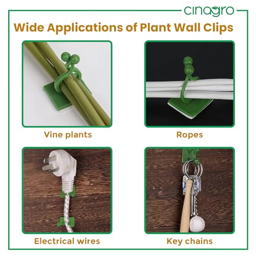 Image of Cinagro Plant Climbing Wall Clips, 30 Pieces with Self-Adhesive, Money Plant Support Clips, Vine Plants Fixing Clips, Invisible Hook Plant Clips for Climbers, Clips, Key Holder, Wires, Ropes