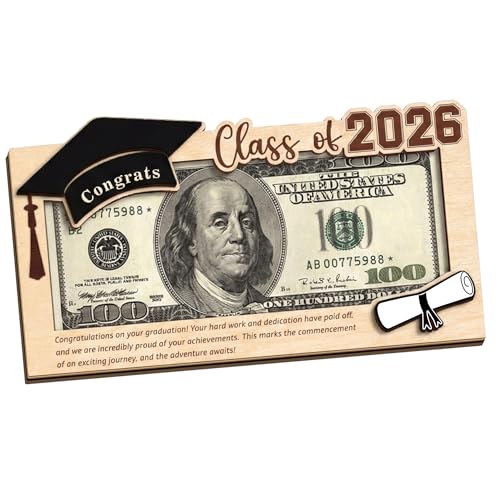 Graduation Money Holder 2026 Wooden Cash Gift Idea for Her Him Class of 2026 Money Envelope Holder Unique Graduation Gift for Daughter Son High School College Graduate Keepsake