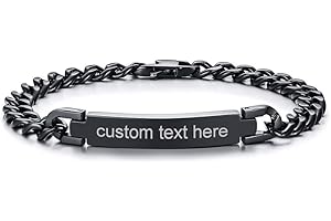 MG Personalized Engraved Stainless Steel ID Bracelet for Men