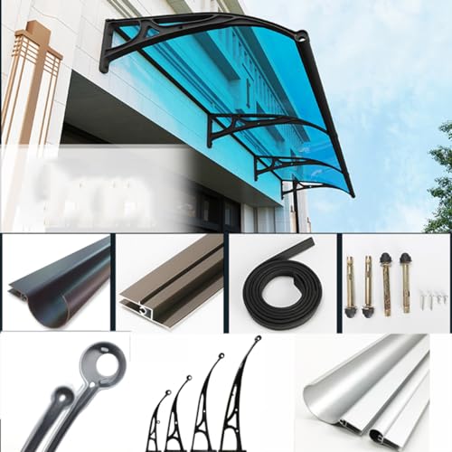 Toldo de aluminio champán para puerta de entrada, refugio de policarbonato transparente para exteriores, protección duradera contra la intemperie, pantalla de ventana de jardín con mesa de fregadero
