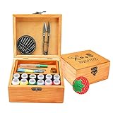 Sewing Kit, Wooden Sewing Kit Box for Adults, Wooden Sewing Basket with Accessories, Home Sewing Bas