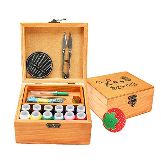 Mini Professional Wooden Sewing Basket Set with Wooden Sewing Box Premium Sewing Kit Accessories for Mother’s Day Home Travel Emergency and Good Gift for Anyone