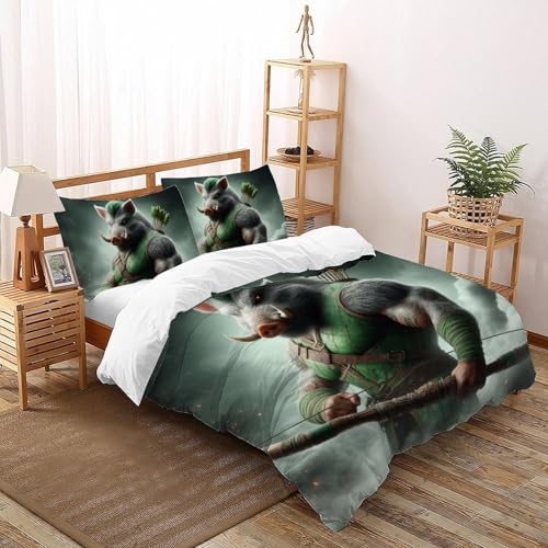 Housse de couette sanglier imprimé 3D idée cadeau lit double garçon