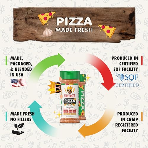 Image of Flavor God 2 Bottles Pizza Seasoning Mix Natural Healthy Spice Blend For Grilling Chicken, Beef, Seafood, Vegetables, Salad, Tacos, Ravioli, Pasta- Kosher, Gluten & Dairy Free, Vegan Keto Friendly
