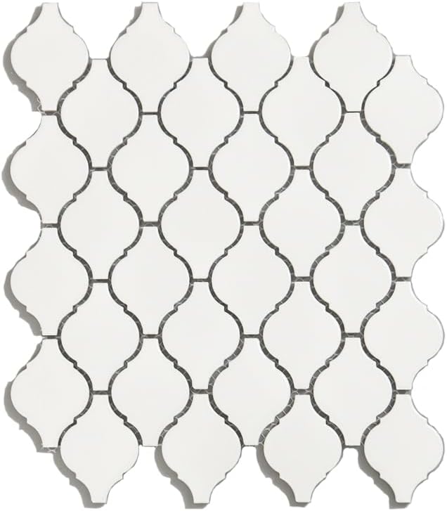 Monet Glossy White Lantern Mosaic 9.84 in. x 11 in. Glazed Porcelain Decorative Tile（10.5 sq.ft/14pcs