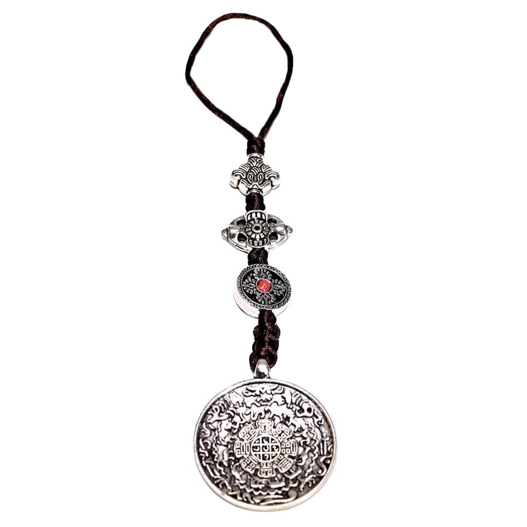 Jojomis Tibetan Shaman Buddhism Eight Trigrams Mirror Amulet Pendant L, Copper, as described