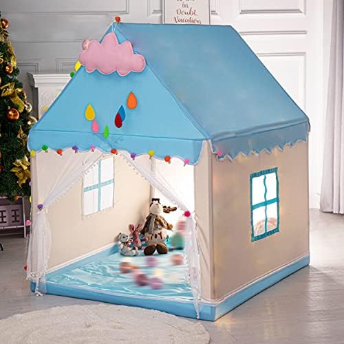 Y6S Playhouse Tent with Window Star Light String Foldable Detachable Kids Play Tent Breathable Princess Castle Tent Large Castle Play Tent with Curtains for Indoor Outdoor Games Kids 105 x 121 x 136cm