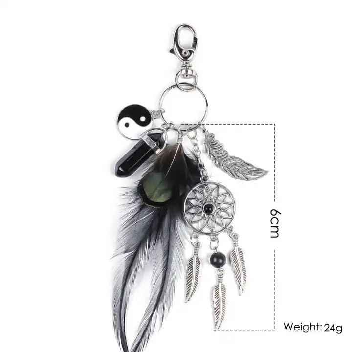 EZ Living Store EZ Living Feather Keychain Beige - Image 3