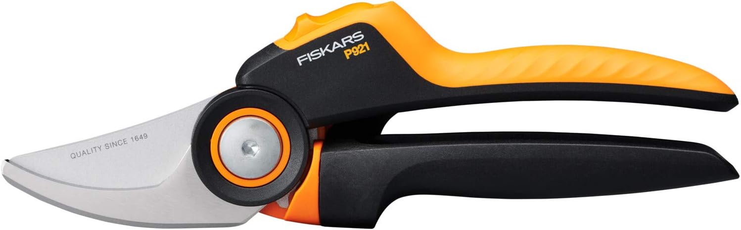 Fiskars Bypass Garden Pruners L, X-Series PowerGear, P961, with Rolling Handle, for Fresh Branches and Twigs, Non-Stick Coated, Stainless Steel Blades, Length: 22.2 cm, Black/Orange, 1057175 - Thumbnail 4