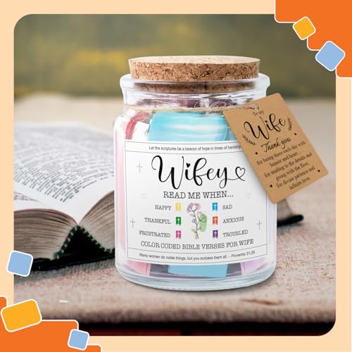 Image of NewEleven Gifts Wife From Husband - Soulmate, Girlfriend, Fiance Gift for Anniversary, Birthday - Inspirational Gifts, Christian Present For Wife From Husband - Bible Verse Jar