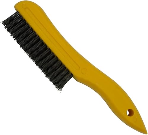 Miniatura 3 de Martillo astillador de soldadura con mango de resorte helicoidal, 10.5 pulgadas, cono y cincel verticalcepillo de alambre de 10 pulgadas (amarillo),