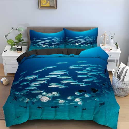 Housse de couette 220x240 bleu sardine pour en finir avec les draps difficiles à border - 2